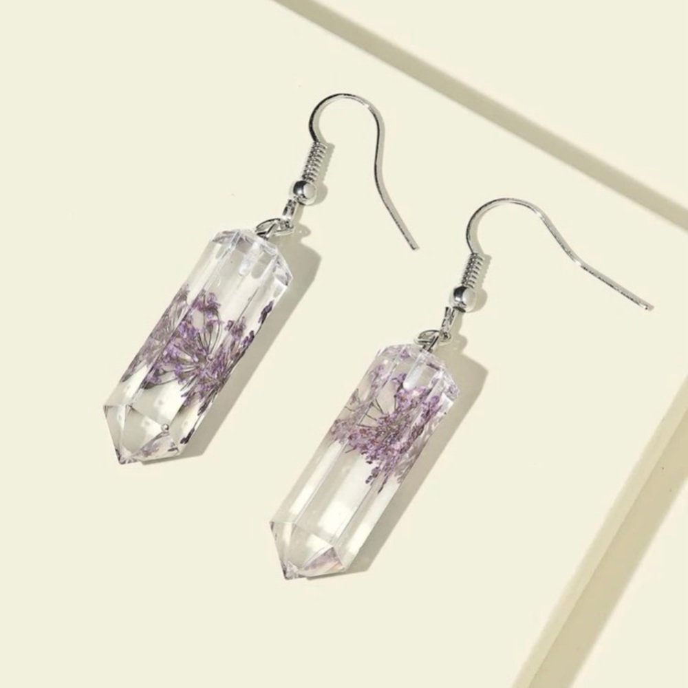 Dry Flower Acrylic Geometric Drop Earrings